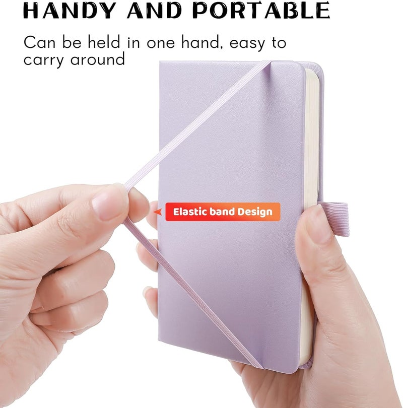Animusphere 2Pack Pocket Notebook Small Notebook Journal Notebook 4 inches x 5.7 inches 200 Pages Leather Cover With Pen Holder Page Marker Ribbons (Purple) - Image 4
